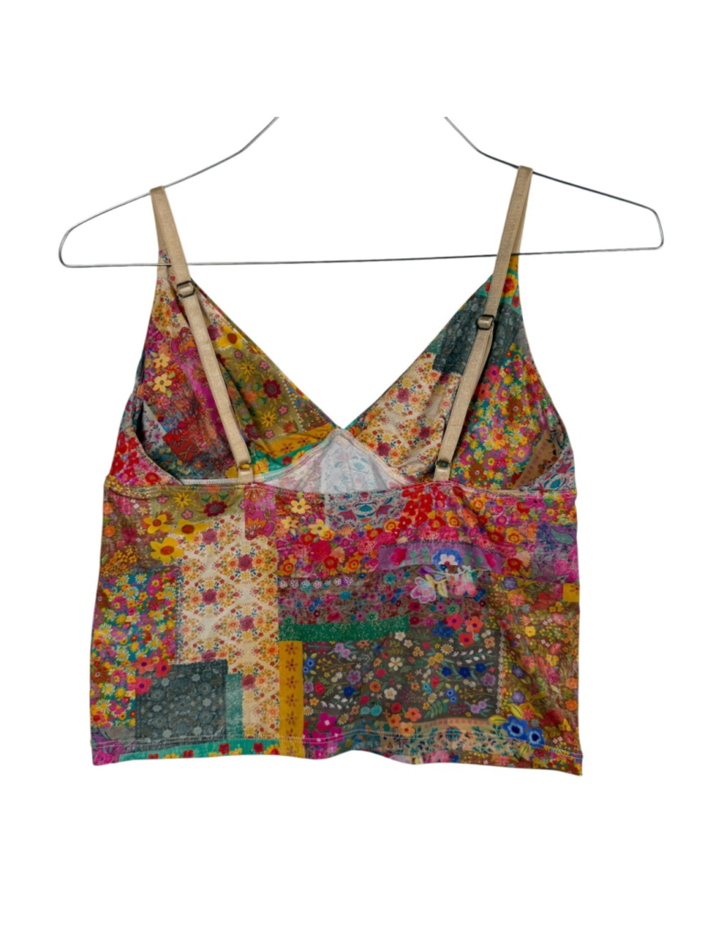 Natural Life Camisole Top Multi Floral Adjustable Strap Plunge V Neck Women's M - Picture 3 of 7